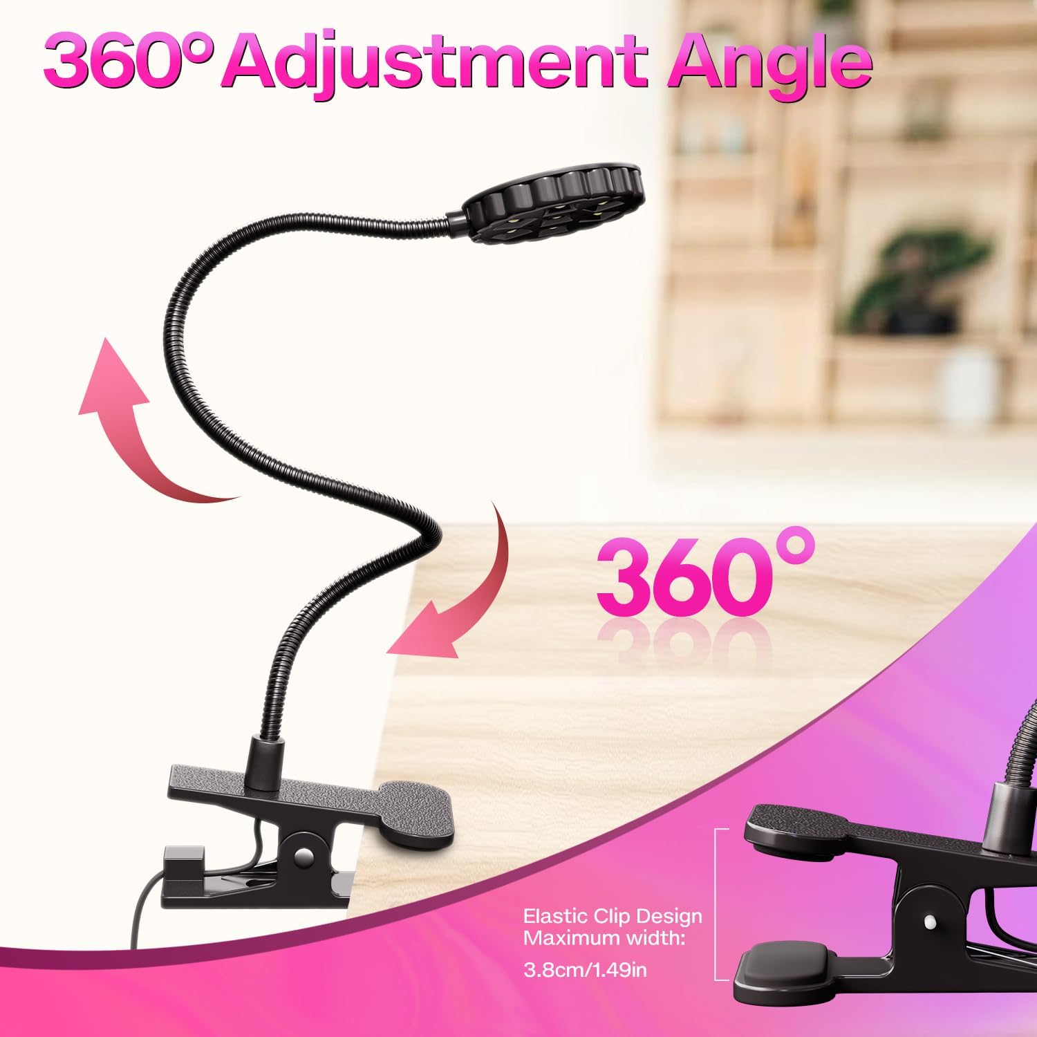 LIORA UV LED Nail Lamp: Portable USB 6W Flexible Gooseneck Desk Lamp with Clamp, Flash Cure Gel Nail Dryer for Home DIY & Salon Use