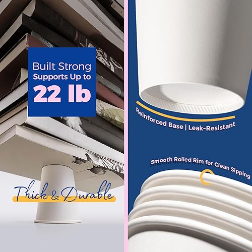 Miniatura 10 de Fit Meal Prep Paquete de 100 tazas de café de papel desechables de 24 onzas, tazas calientes de primera calidad para bebidas calientesfrías, vasos