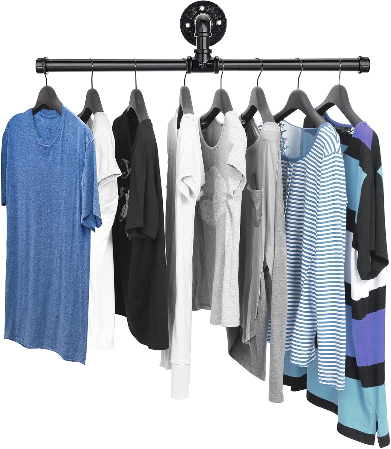 Sumnacon Wall-Mounted Industrial Double Pipe Clothes Bar with Screws, Rustic State Metal Coat Hanger, Garment Holder Rack for Bathroom Cabinet Boutique Clothing Store, Black