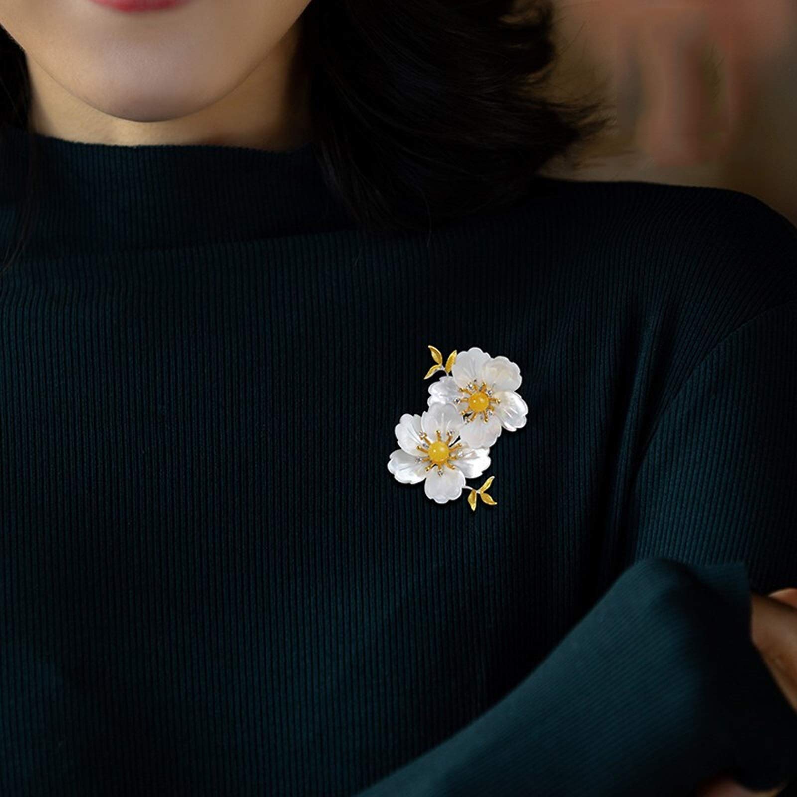 Broche Mujer Broche de flor de perla for mujer y niña, broche for chal, Pin de seguridad, ramillete de temperamento de alta gama, decoración de ropa, 1 pieza Broche de Moda