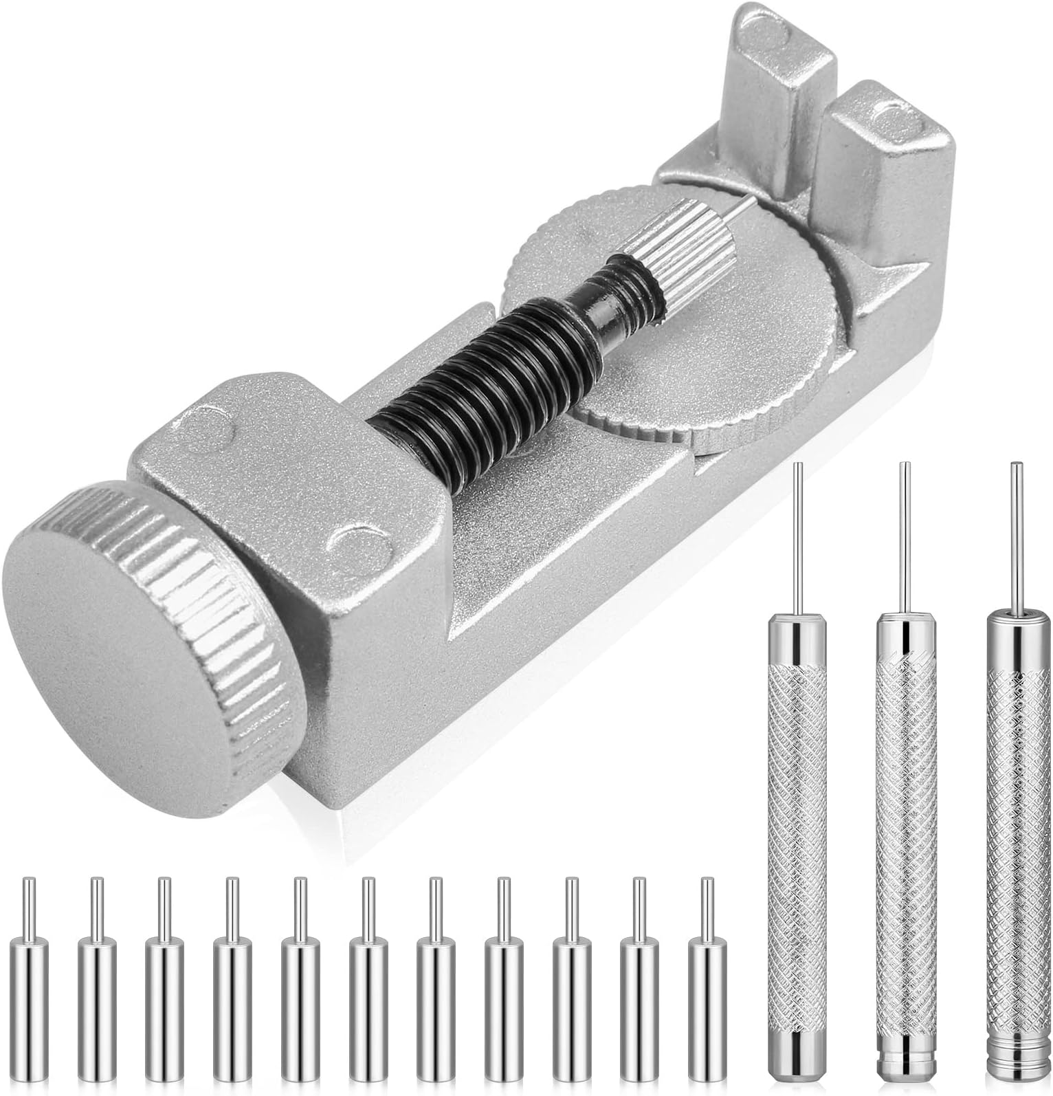 Watch Link Removal Tool Kit, Cridoz Watch Pin Removal Tool with 12pcs Replacement Pins and 3pcs Pin Punches for Watch Band Remover, Watch Bracelet Sizing, Watch Strap Adjustment and Watch Repair, Watchband Tool with 1mm Pins