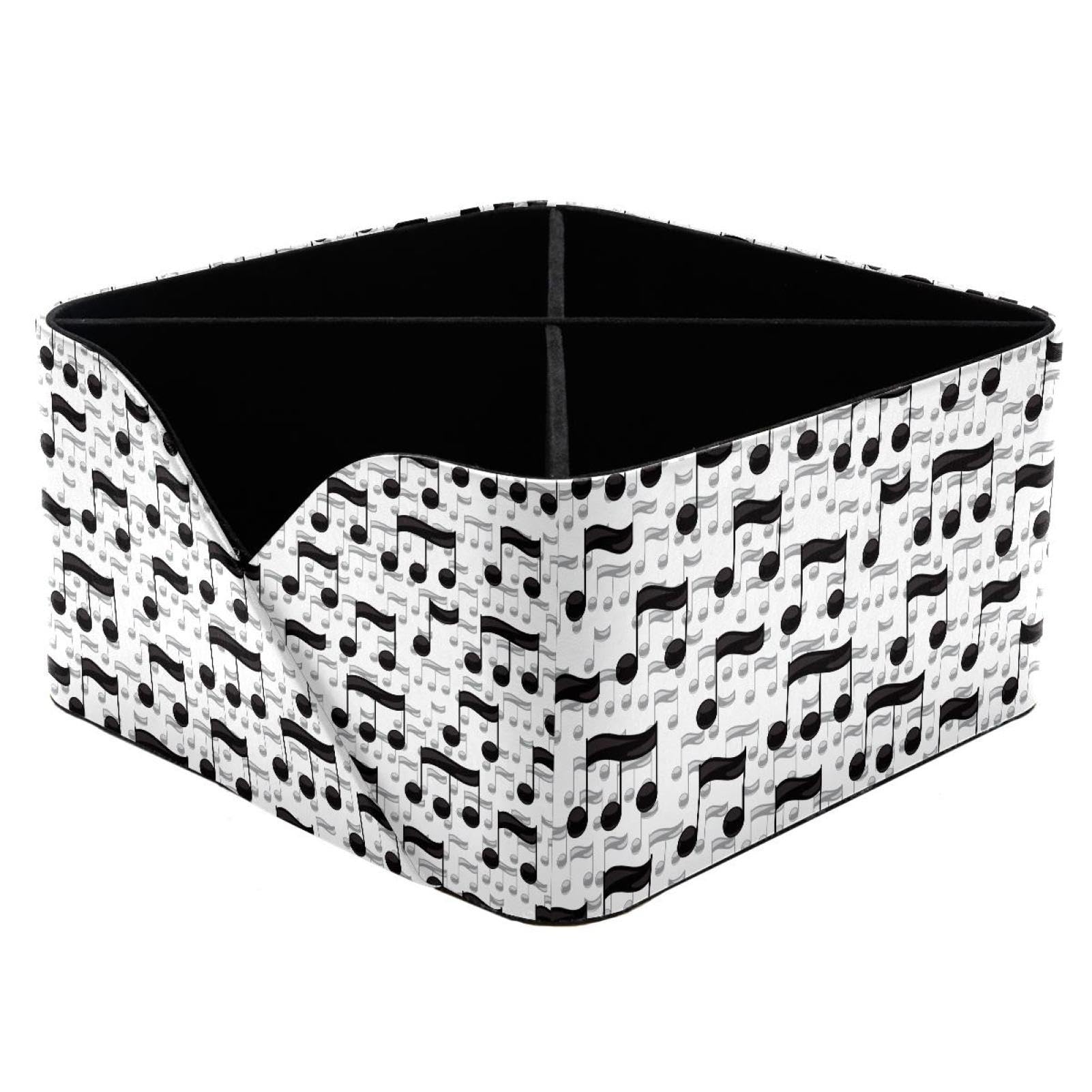 KengjuTesu Music Black Notes Musical Symbols Pattern Desktop Organizer Pen Holder, Rectangular Pencil Cup for Office, Study and Makeup Stations