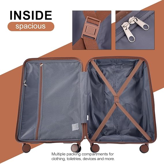 Travelhouse Luggage Set 6 Piece Hardside Suitcase TSA Lock Spinner Wheels 6 Pcs Hardshell Luggage with Duffel Bag (BLUE)