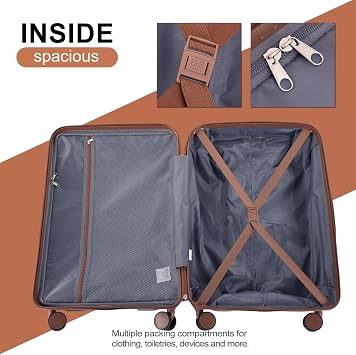 Travelhouse Luggage Set 6 Piece Hardside Suitcase TSA Lock Spinner Wheels 6 Pcs Hardshell Luggage with Duffel Bag (BLUE)