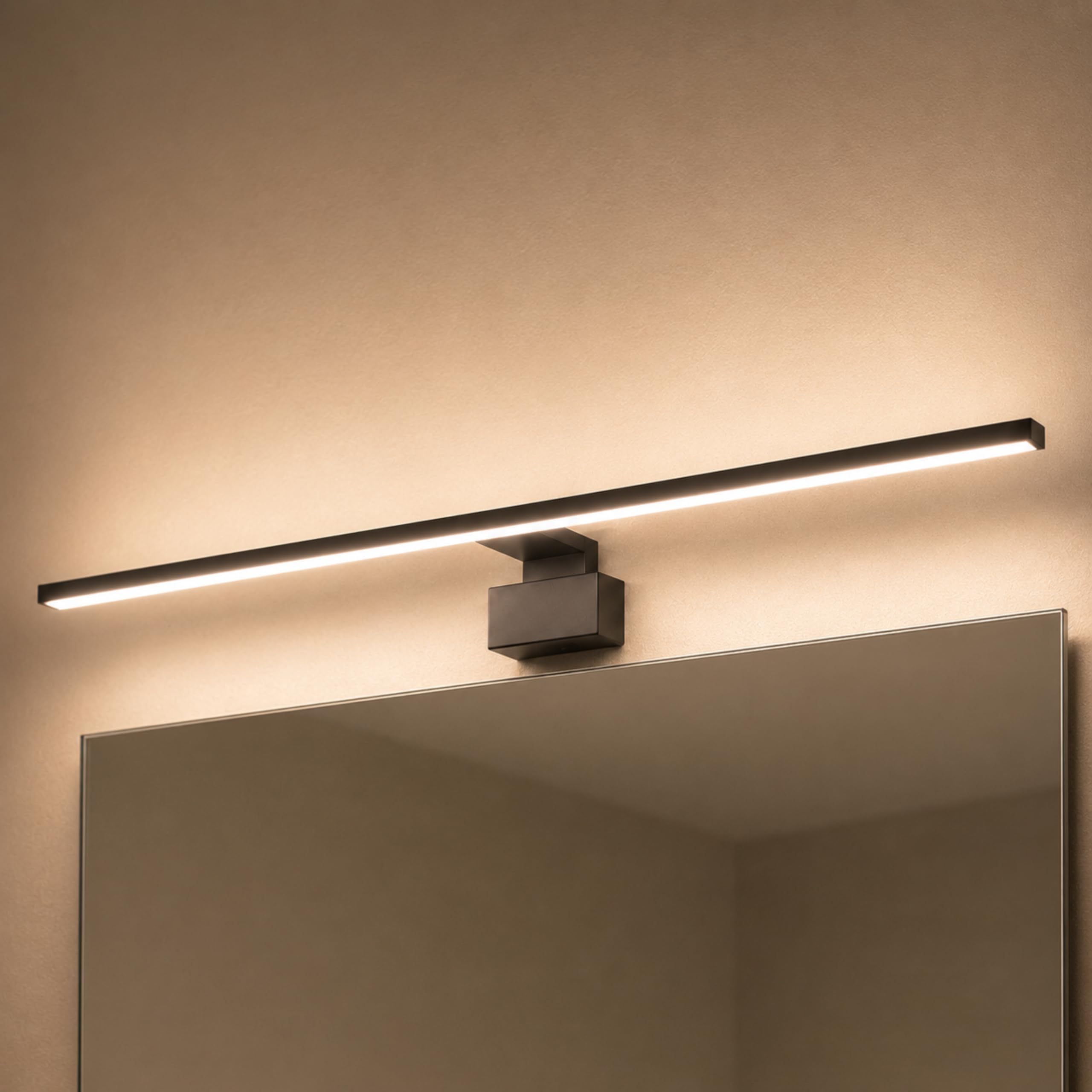 Kalb Running Light lampa łazienkowa LED, 80 cm, IP44, oświetlenie lustra z efektem strumienia świetlnego, 230 V, lampa łazienkowa na ścianę lub szafkę z lustrem, czarna/chrom, 3000 K/4000 K (czarna