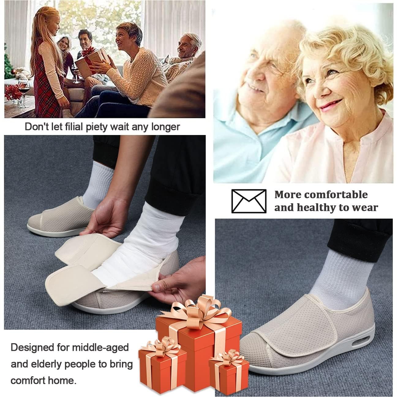 Scarpe per Diabetici Uomo Pianta Larga Invernali, Scarpe Comode per Piedi Gonfi da Donna, Ortopediche Artrite Piedi Gonfi Calzatureper Anziani Edema Pollice Valgo