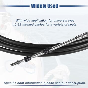 uxcell 2pcs 13ft Marine Throttle Shift Control Box Cable w/Clevis Black