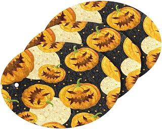 Scrub Sponge Halloween Pumpkin Moon Kitchen Washing Dishes Cleaning Sponges Lantern Non Scratch Sponge for Dish Countertops Sinks Floors Showers Tile Sinks, 3 Pack