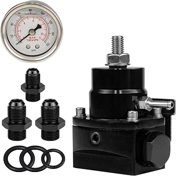 Fuel Pressure Regulator AN6 Feed & AN6 Return Line 0-160 PSI Fuel Pressure Gauge Set Black