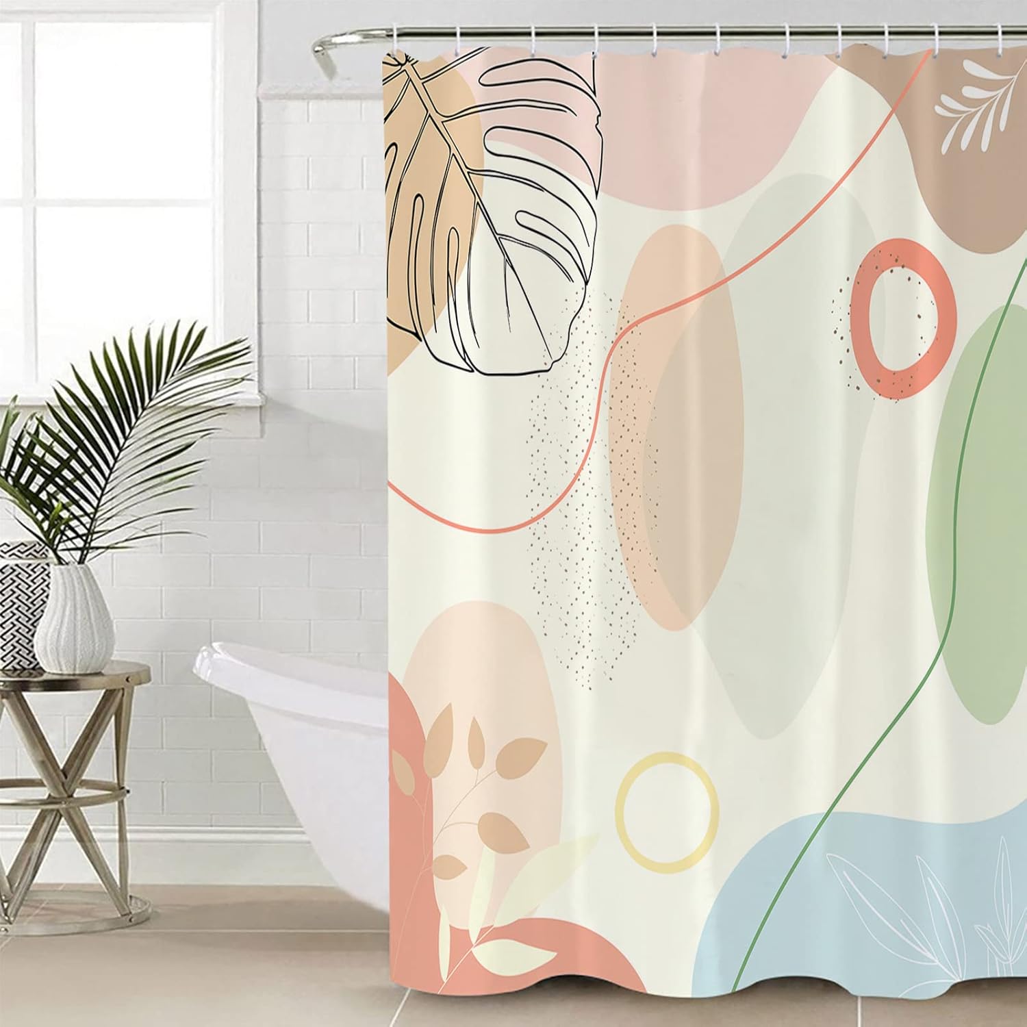 Mid Century Shower Curtain for Bathroom 54" x 78", Morandi