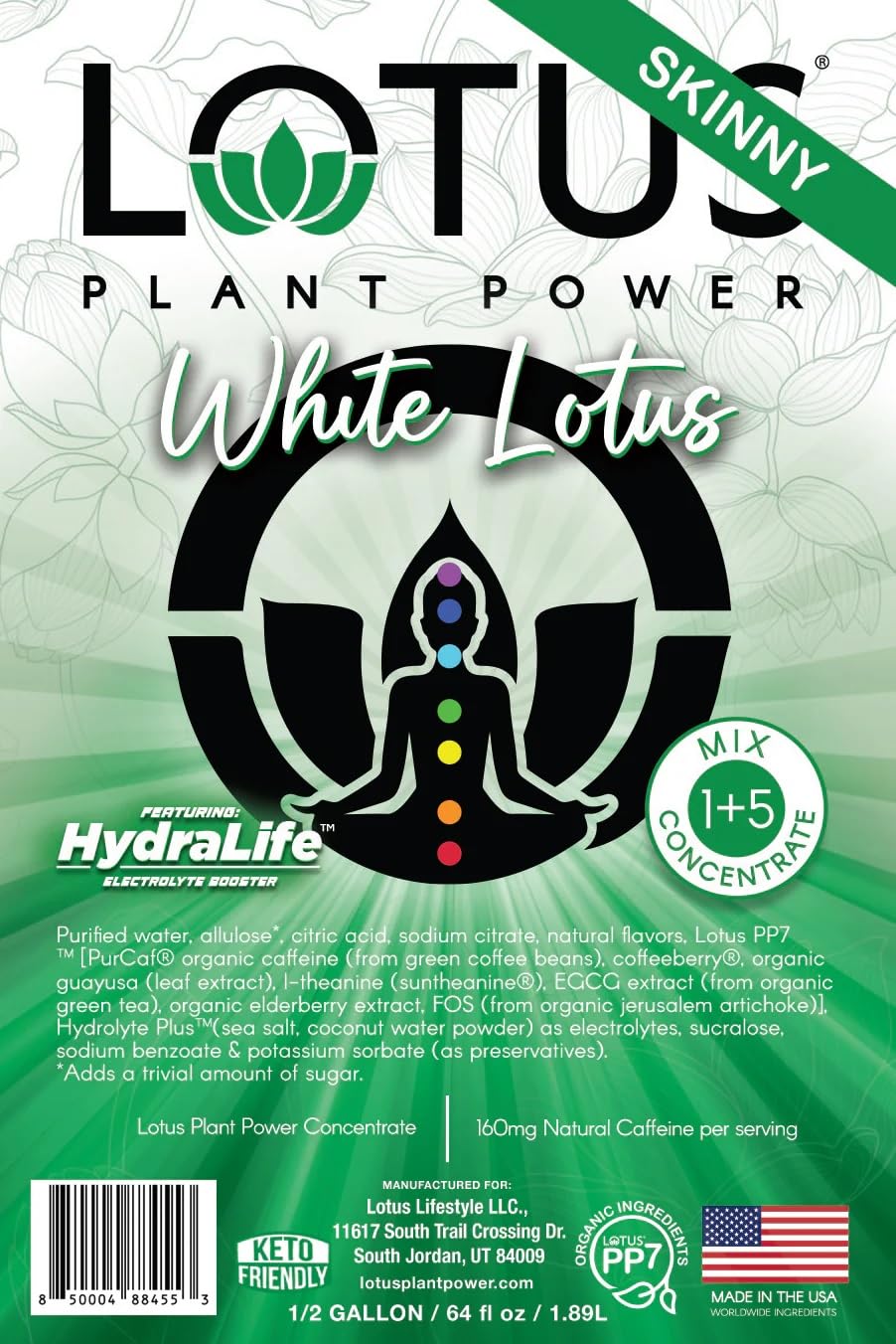 Lotus Energy Drink Concentrate 64 fl oz (Skinny White & Skinny Red) Pack of 2