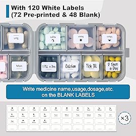 3 Pack, 14 GRIDS Travel Pill Organizer Box with Labels - Travel Medicine Case Kit - Pocket Daily Pharmacy Container - Travel Medication Holder Dispenser for Fish Oil Vitamin Supplement Storage