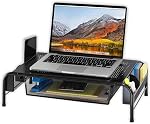 Simple Houseware Monitor Stand Riser with Organizer Drawer, Black