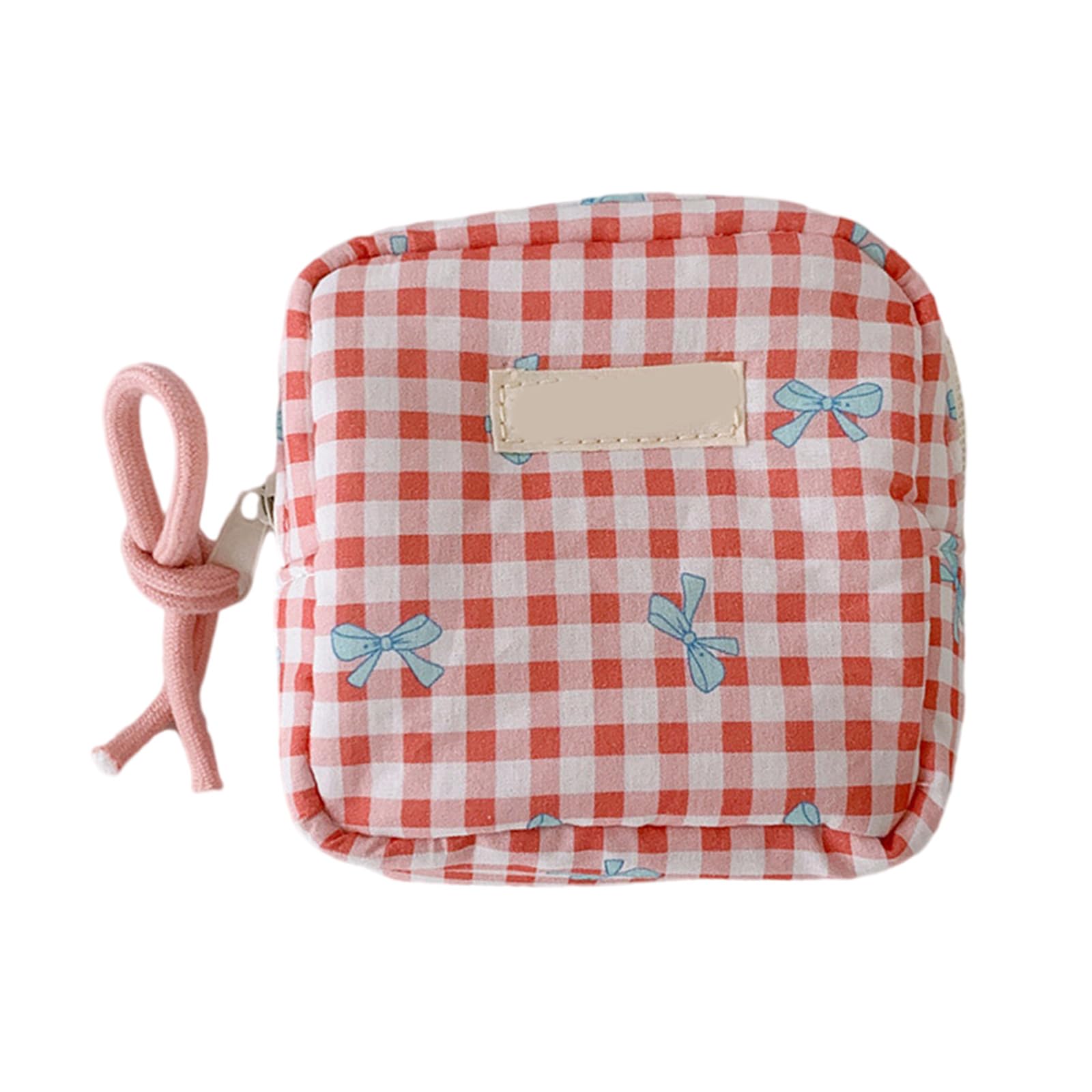 Sisyeuo Geometric Makeup Pouches Sturdy Fabric Cosmetic Bag for Cosmetics Skincare Square Pattern Portable Storage Solution Stylish Polyester Toiletry Bag