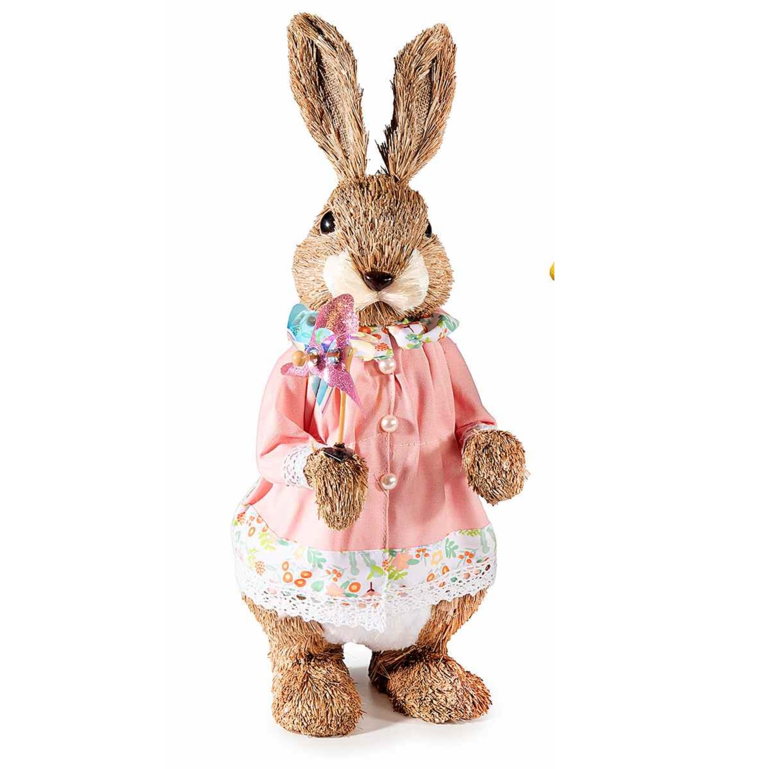Gruppo Maruccia - Osterhasen aus Stroh - Handgefertigte Dekoration für Zuhause und Geschäfte - Geschenkidee zu Ostern - Kleidung Set mit 2