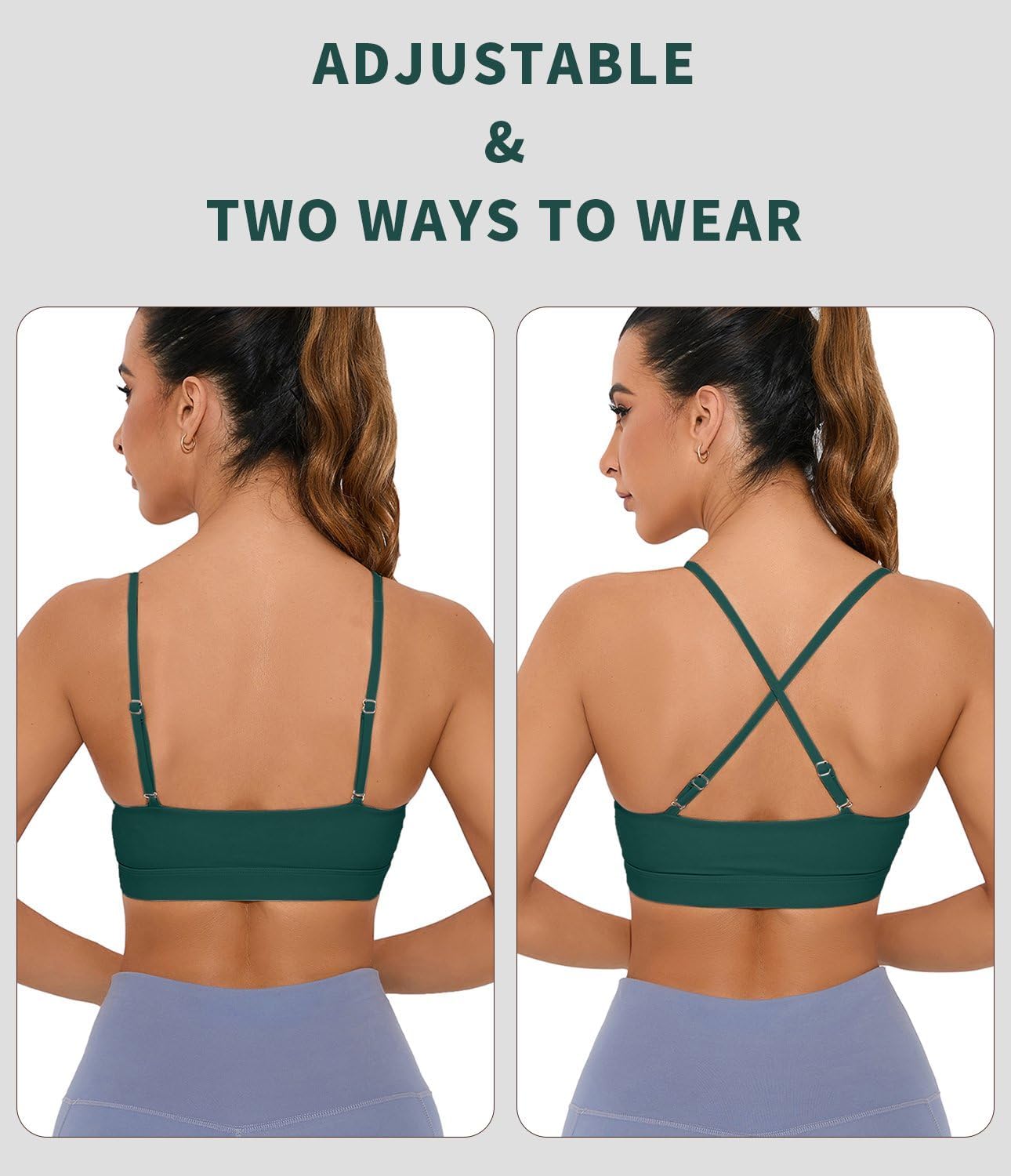 Comper Sports Bra for Women Wirefree Racerback Workout Bras Sexy Thin Straps Yoga Sport Bras with Removable Pads - Image 5