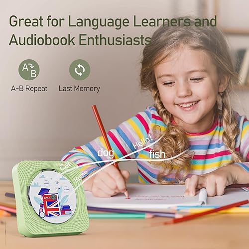 Miniatura 6 de Reproductor de CD portátil con Bluetooth Reproductor de CD de escritorio para el hogar Reproductores de CD de música con control remoto,