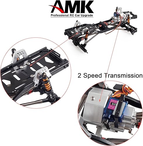 Miniatura 6 de Marco RC 12.323 in distancia entre ejes Marco de chasis de metal con transmisión de 2 velocidades Eje delantero invertido para 110 RC Crawler Axial