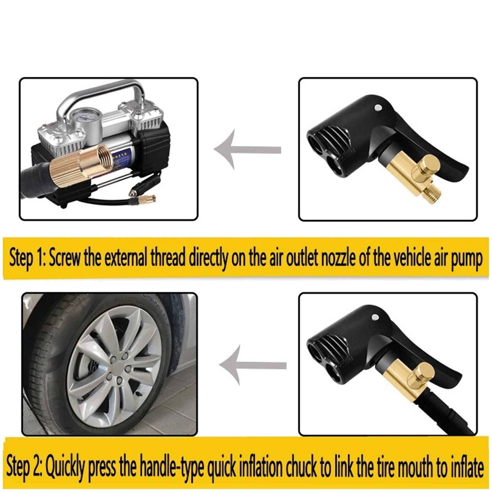 15 Stück Auto-Reifen-Luftfutterpumpen-Ventilanschluss, Clip-On-Adapter für schnelles Aufpumpen der Reifen (nicht entleerbar)
