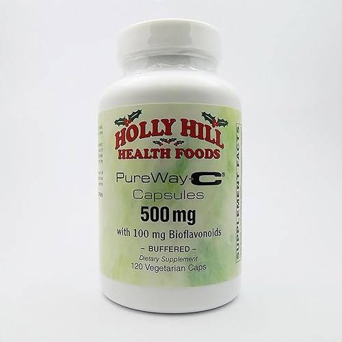 Holly Hill Health Foods, PureWay-C 500 mg con 100 mg de bioflavonoides, tamponado, 120 cápsulas vegetarianas