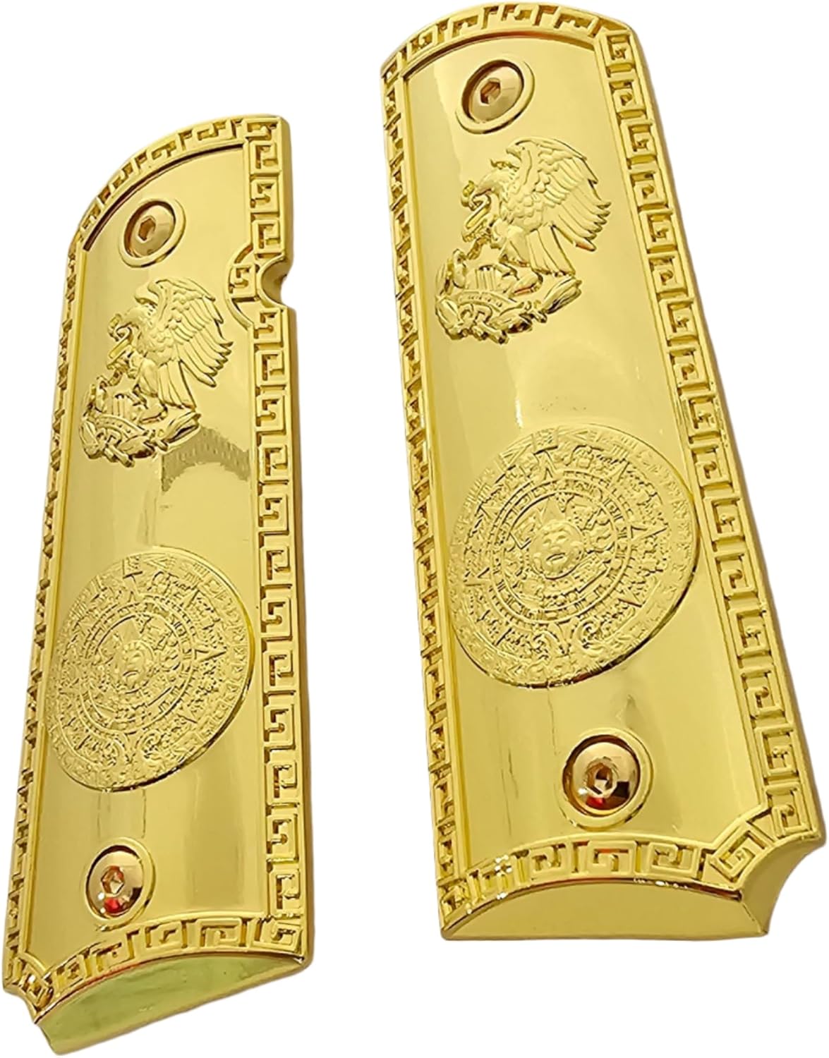Replacement 1911 Grips Full Size for Colt Rock Island Springfield Taurus & Clones, Gold Grips, fits Standard Government 1911 Models