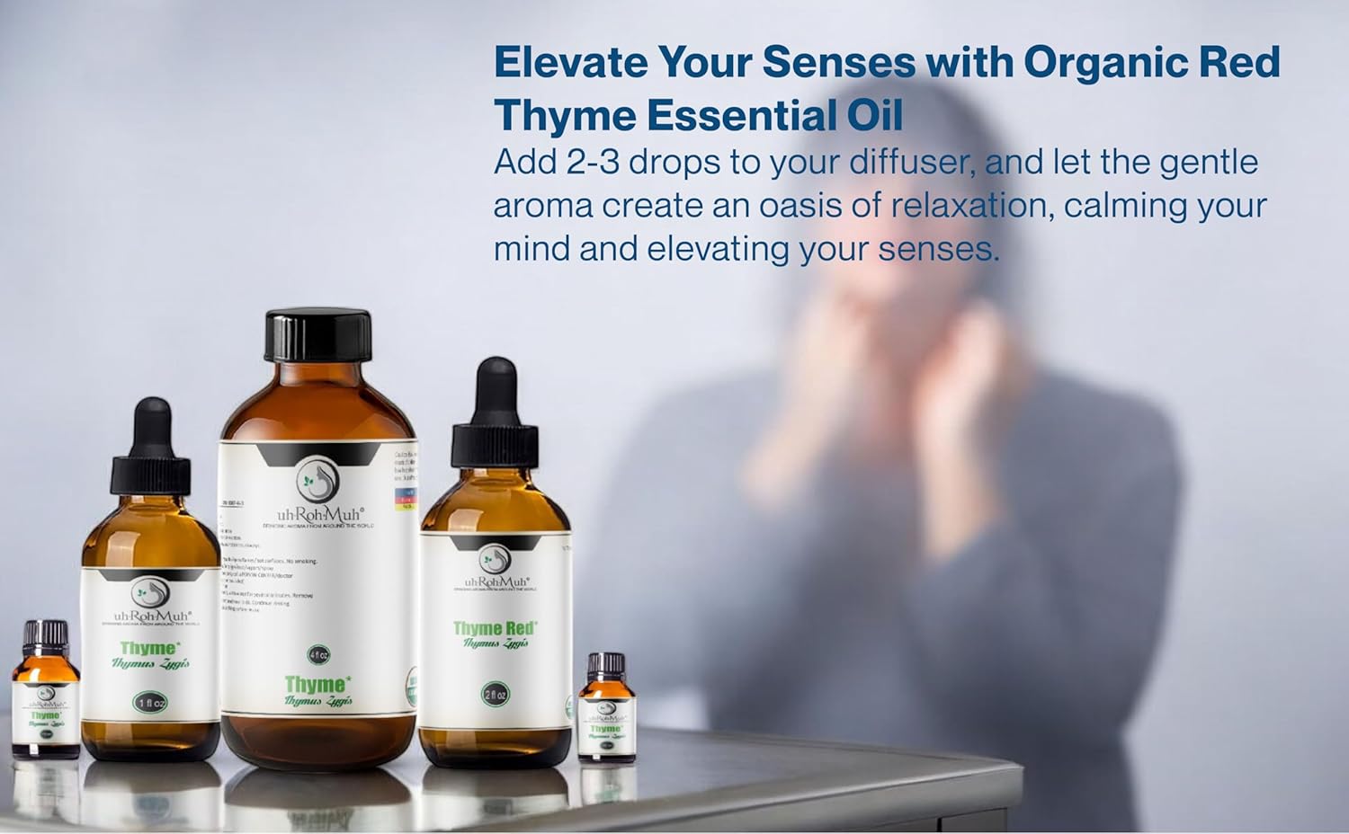 uh*Roh*Muh Premium Organic Thyme Essential Oil - Ct. Thymol | Pure and USDA Certified Essential Oil | Home Essential Diffuser Oil for Aromatherapy, Skincare and Culinary Use - Sourced from Spain