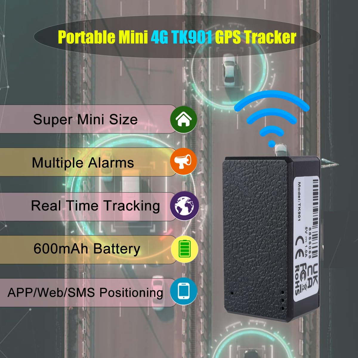 Winnes Mini Traceur GPS 4G avec Alarme Geofence et Application Gratuite, émetteur GPS, Suivi magnétique en Temps réel, Valise pour Enfants, Protection antivol de Voiture