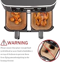 Vista 4 de WMKGG Papel pergamino rectangular para freidora de aire, 100 forros desechables para freidora de aire Ninja Foodi DualZone 2 cestas DZ201, DZ401