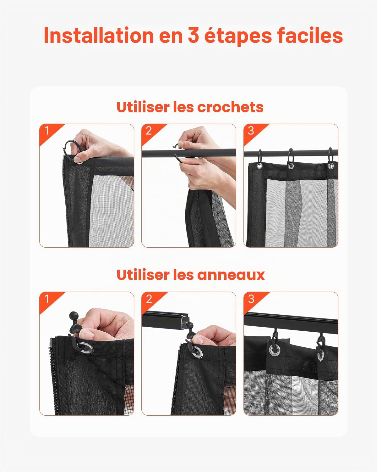 VEVOR Moustiquaire Tonnelle de 304,8x304,8x198,1 cm, Moustiquaire Gazebo Extérieur, avec Double Fermeture Éclair, Rideau de Tonnelle en Maille Anti-moucherons pour Jardin, Patio, Filet Uniquement