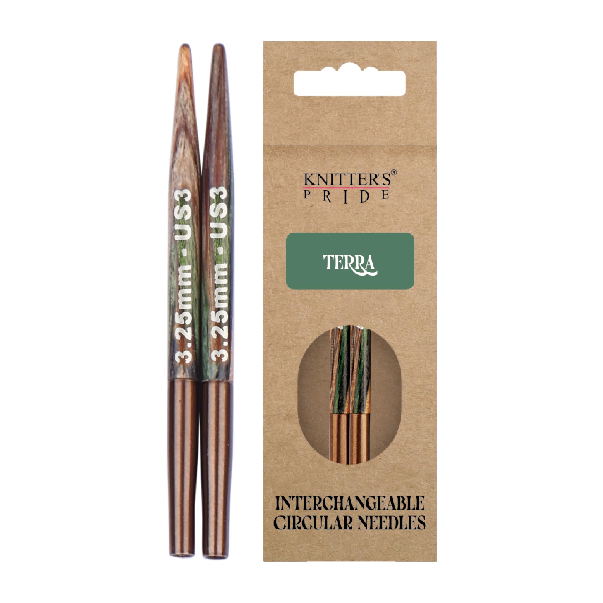 Knitter's Pride Green/Brown Terra Mini Interchangeable Needle Tip 3.25 Mm 5 Cm - Single Tip