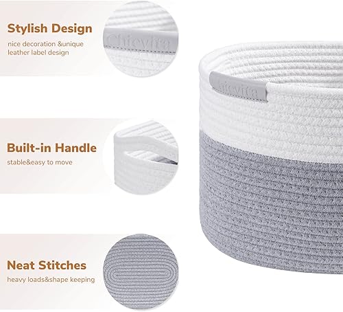 Miniatura 3 de CHICVITA Cesta de almacenamiento decorativa de cuerda tejida, cesta de almacenamiento decorativa de juguete para perros, cestas ovaladas para