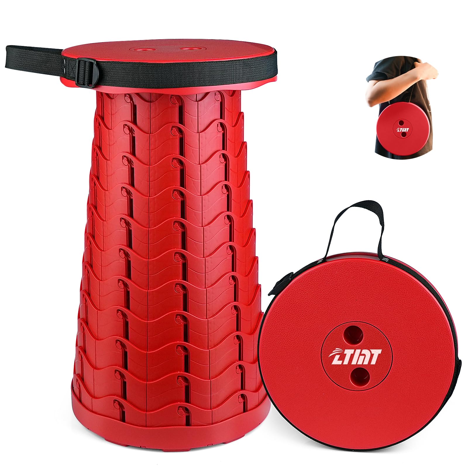 ZTMT Portable & Lightweight Foldable Camping Chair for Adults, Heavy Duty Folding Stool with Adjustable Shoulder Strap, Perfect for Picnic, Beach,