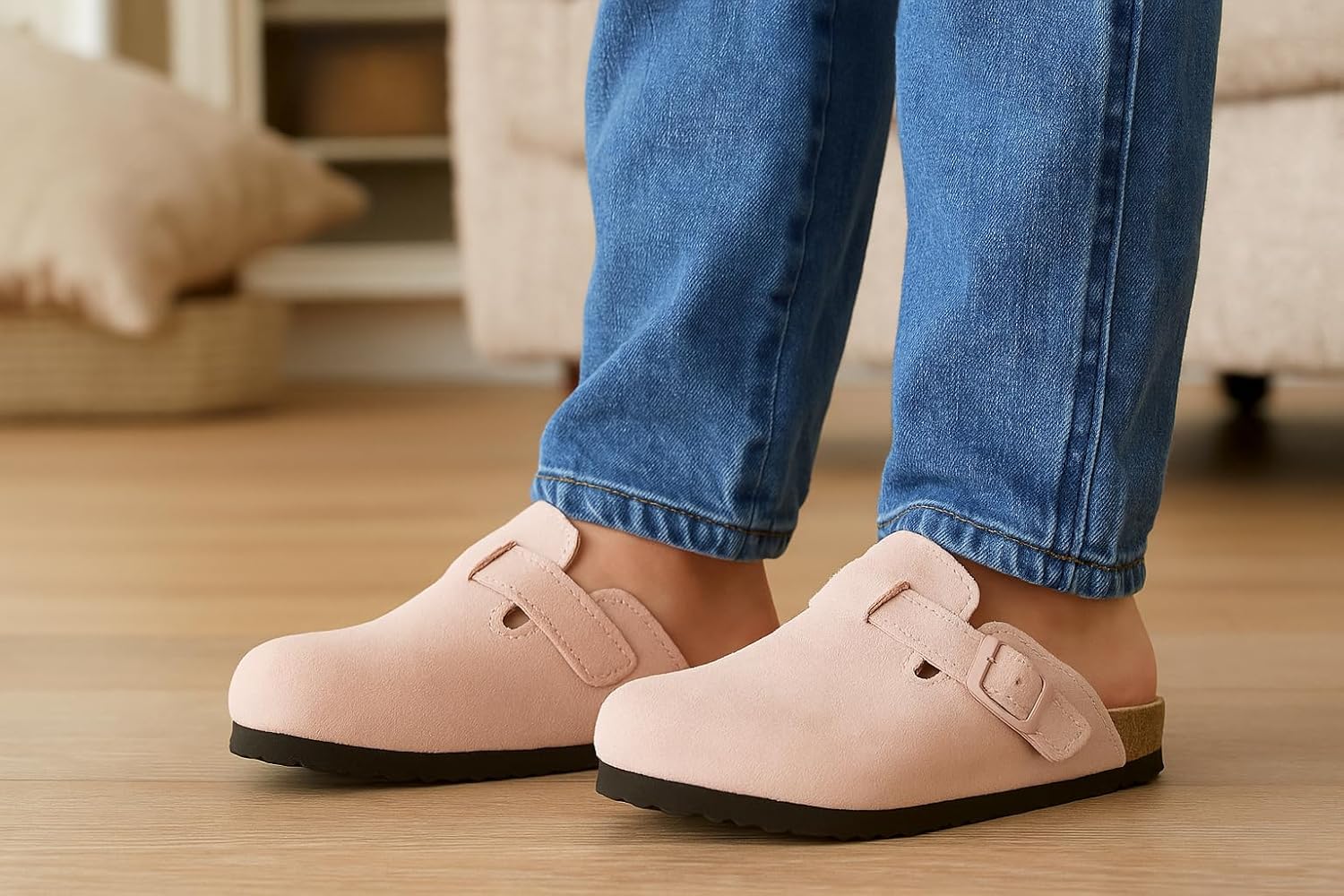 Project Cloud 100% Genuine Leather Kids Clogs with Natural Cork Footbed & Memory Foam Insole Arch Support - Non-Slip Clogs for Kids - Slippers Sandals for Boys & Girls Footwear - Image 2