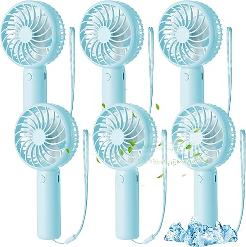 Miniatura 20 de 6 piezas Mini Ventilador de Mano Potente 3 velocidades Ventilador Personal Pequeño Portátil Recargable con Base USB para Mujeres Maquillaje de