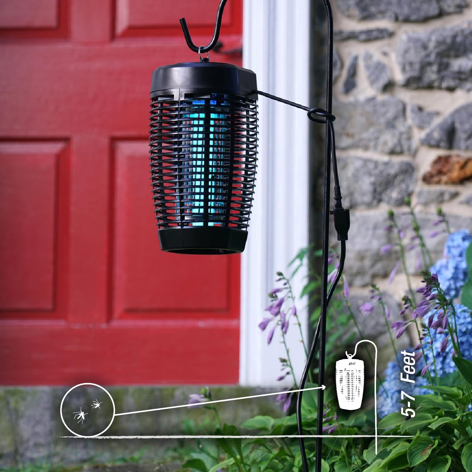 PIC 40W-ZAP Bug Zapper, up to 1-½ Acre Coverage Electronic Mosquito Zapper, Hanging Fly Zapper, Insect Fly Trap for Outdoor Use, Patios, Backyards & More