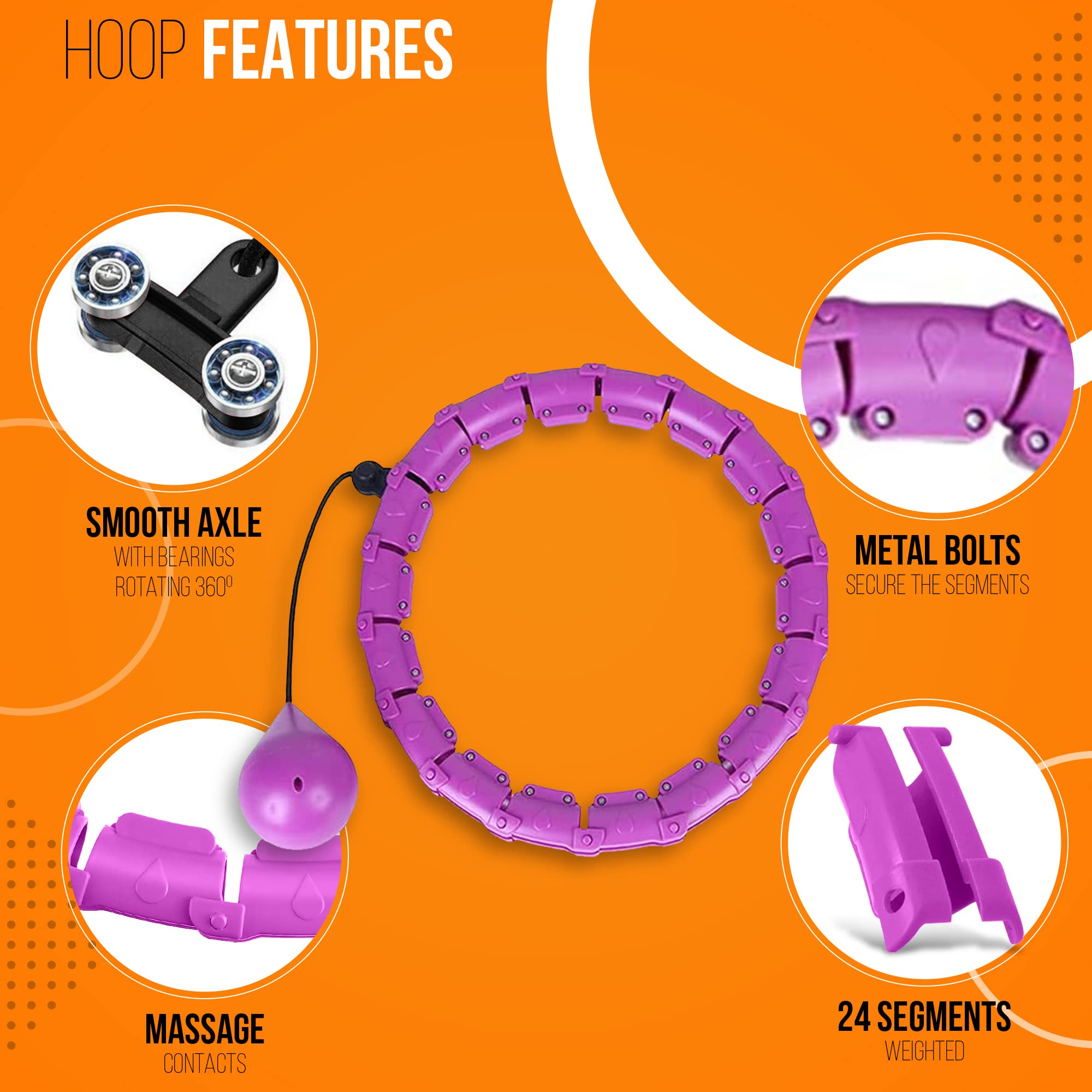 Wonantorna Weighted Hula Hoop,Professional Cerceau Fitness, 8