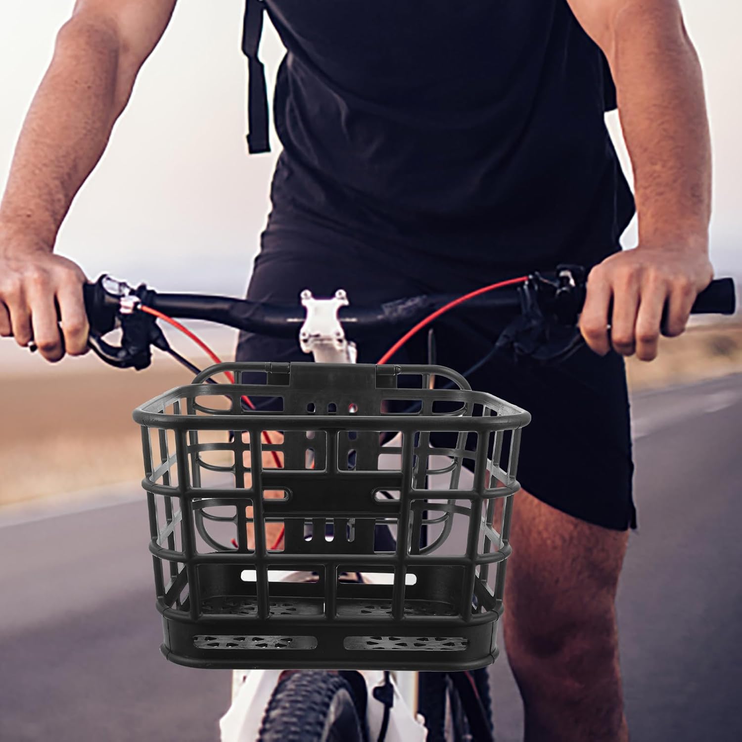 Durable Plastic Front Bike Basket for Adults Capacity Handlebar Storage for Vegetables and Shopping Bags Easy to Install Cycling Accessory