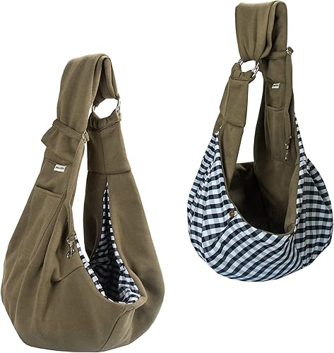 Miniatura 7 de NextFri Mochila para mascotas con correa ajustable para el hombro, bolsa para cachorros, manos libres, reversible, para viajes al aire libre,