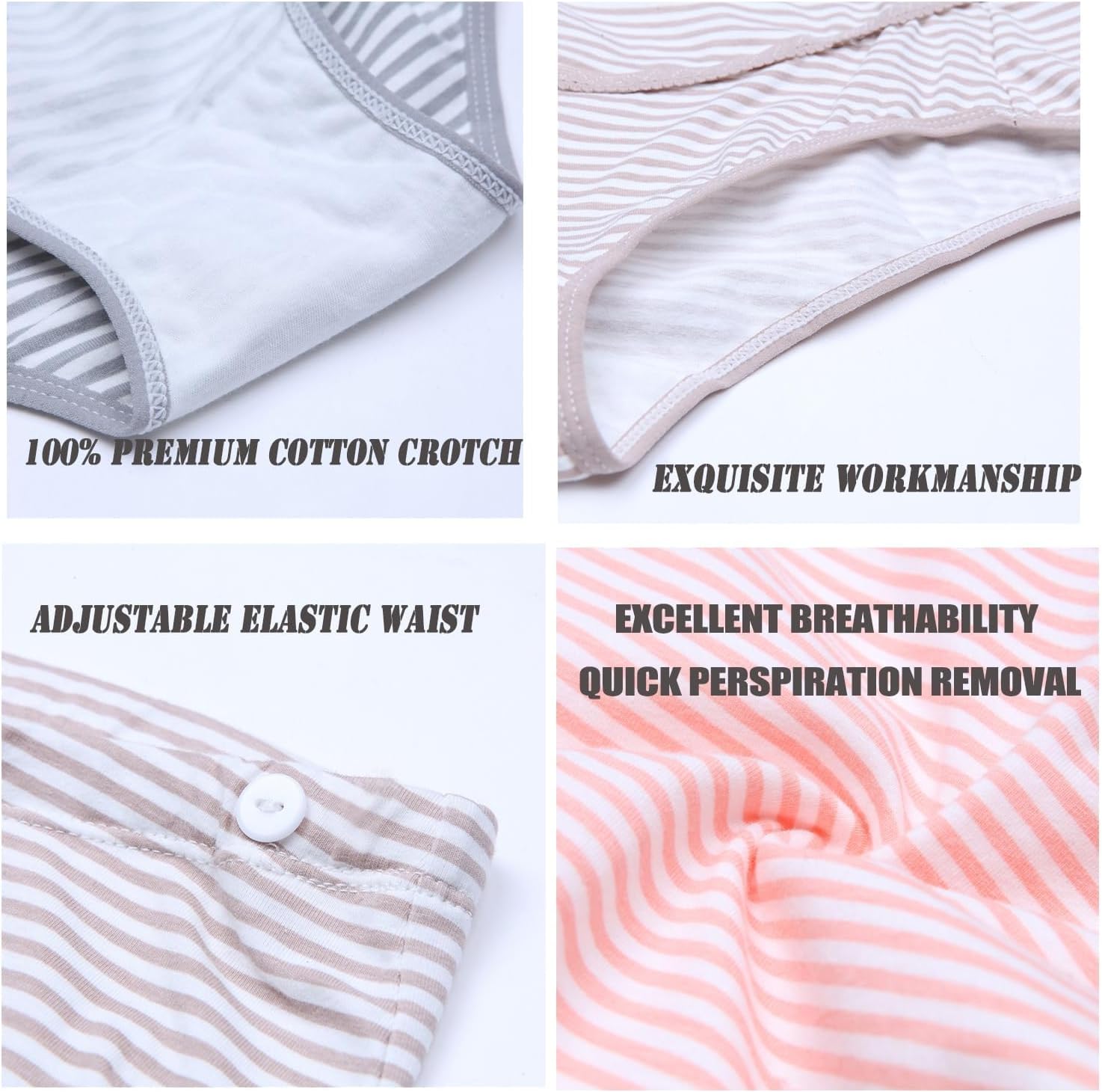 Maternity Cotton Underwear High Waist Adjustable Pregnancy Seamless Soft Hipster Panties Over Bump 4-Pack - Image 2