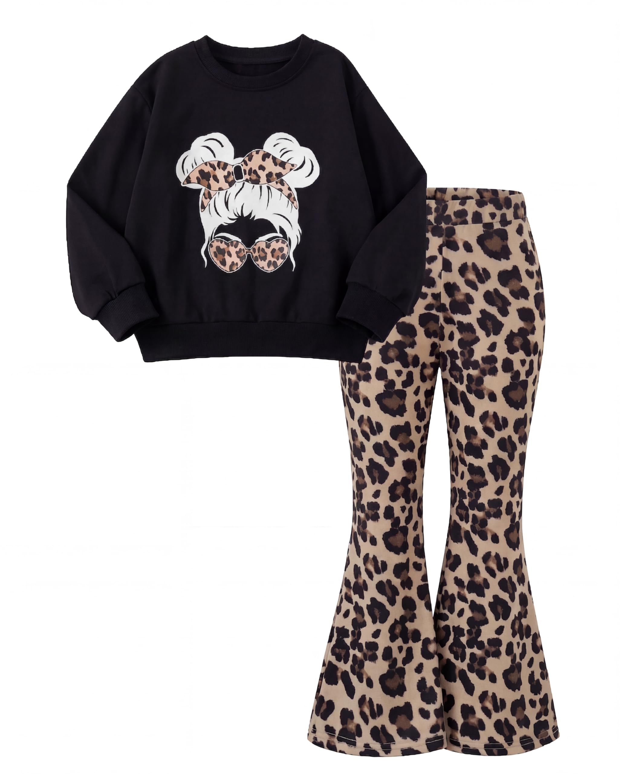 Arshiner Girls 2 Piece Tracksuit Set Kids Sweatshirt and Retro Flare Pants