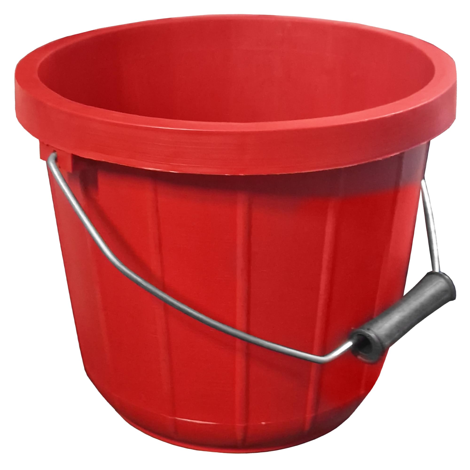 Heavy Duty Red Bucket 10L (2 Gallon) – Plastic Bucket Ideal as Feed Bucket or Calf Bucket with Easy-Grip Handle – Strong Utility Bucket for Cleaning, Bath, and Gardening