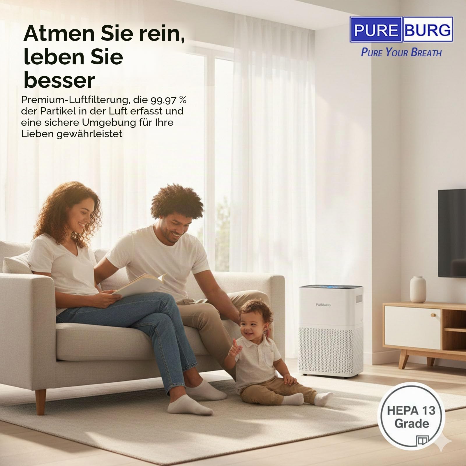 PUREBUR ErsatzFilter kompatibel mit VENTA AP902, AH902, LP60, LP60 WiFi, LPH60 WiFi Luftreiniger, Premium H14 HEPA und Aktivkohle, 2 Stück