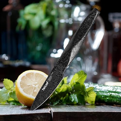 Miniatura 5 de hecef Cuchillo de pelar pequeño de 3.5 pulgadas con revestimiento de grietas de hielo, cuchillo de acero inoxidable ultra afilado para cocina, color