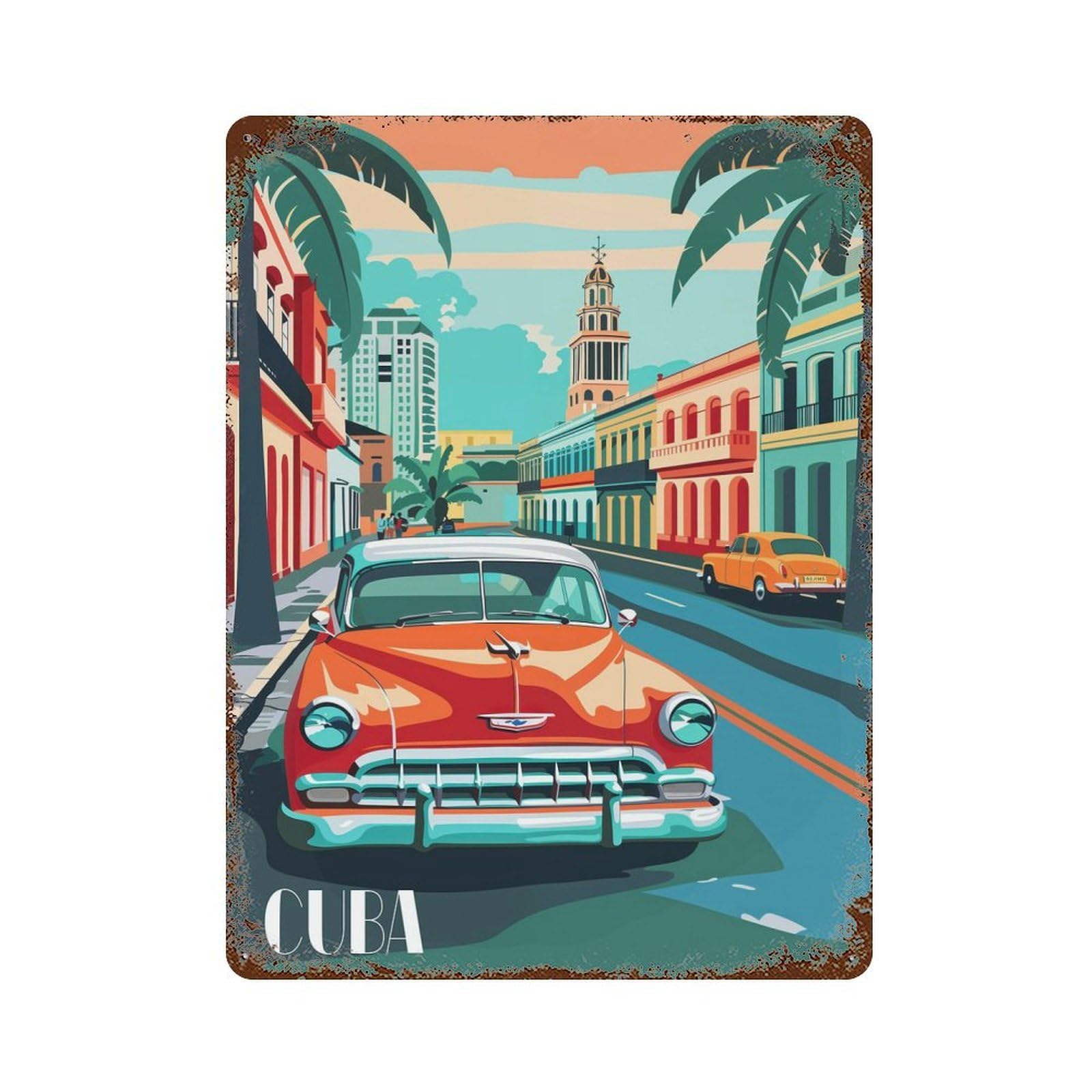 Classic Cuba Retro Metal Sign 15.7"x11.8", Shabby Chic Decor for Garage, Pub Or Kitchen