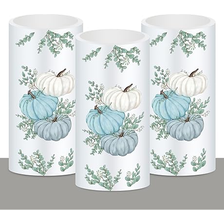 Whaline Fall LED Flameless Candles - Blue Pumpkin Decor