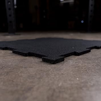 Body-Solid Interlocking Puzzle Rubber Flooring Pack of 4 - Premium Gym Floor Mats for Home Gyms, Exercise Equipment, Workout Room - Durable, Heavy Duty Rubber Tiles for Garage Gym Flooring