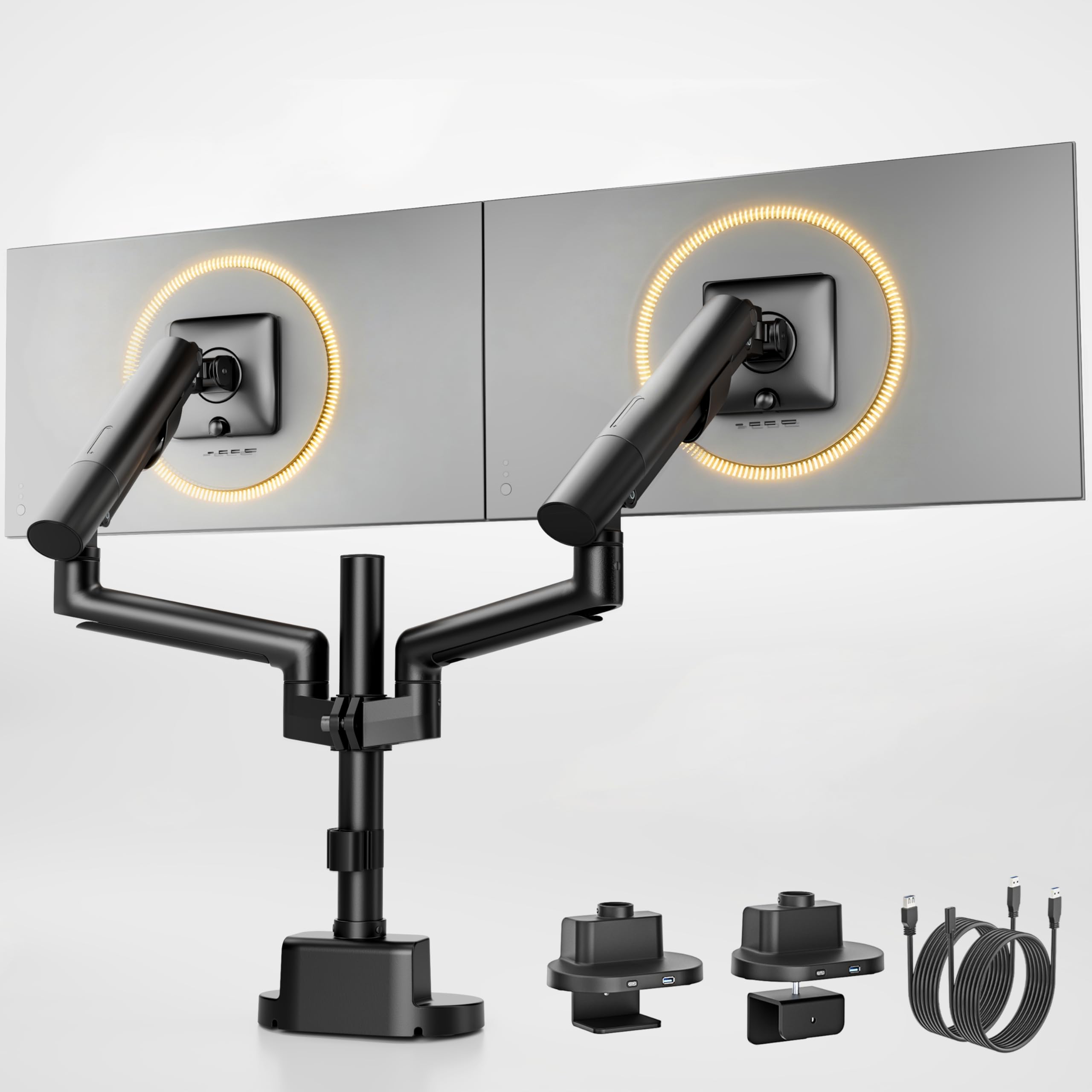 monTEK monTEK USB Stacked Dual Monitor Arm for 17-35" Screens, 24.3 lbs Each