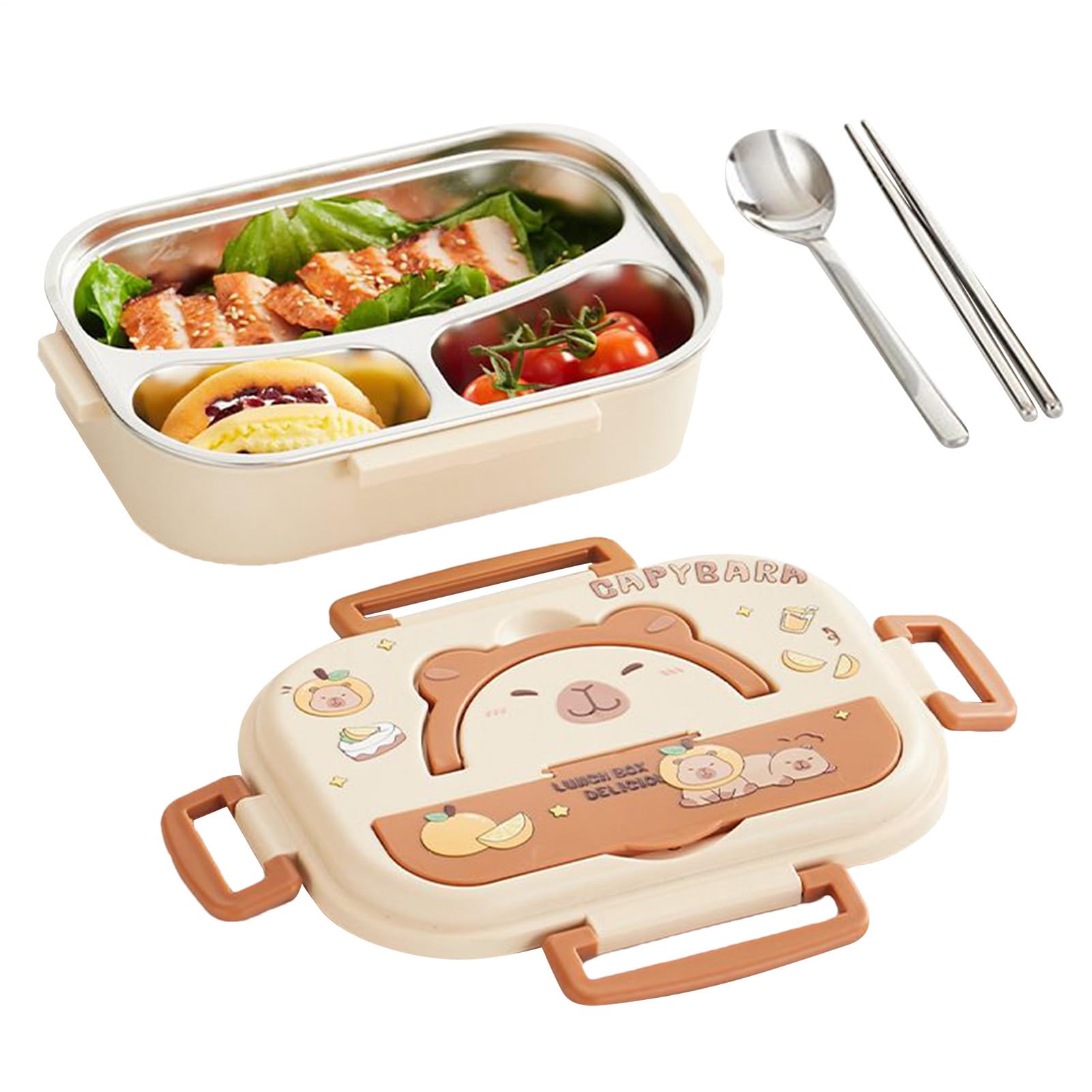 Fiambrera de acero inoxidable portátil para picnic, escuela y viajes al aire libre