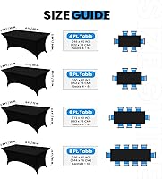Vista 2 de Utopia Kitchen Mantel rectangular de spándex de 4 pies [1 unidad, negro] 200 GSM elástico, ajustado, lavable y resistente a las arrugas, cubierta