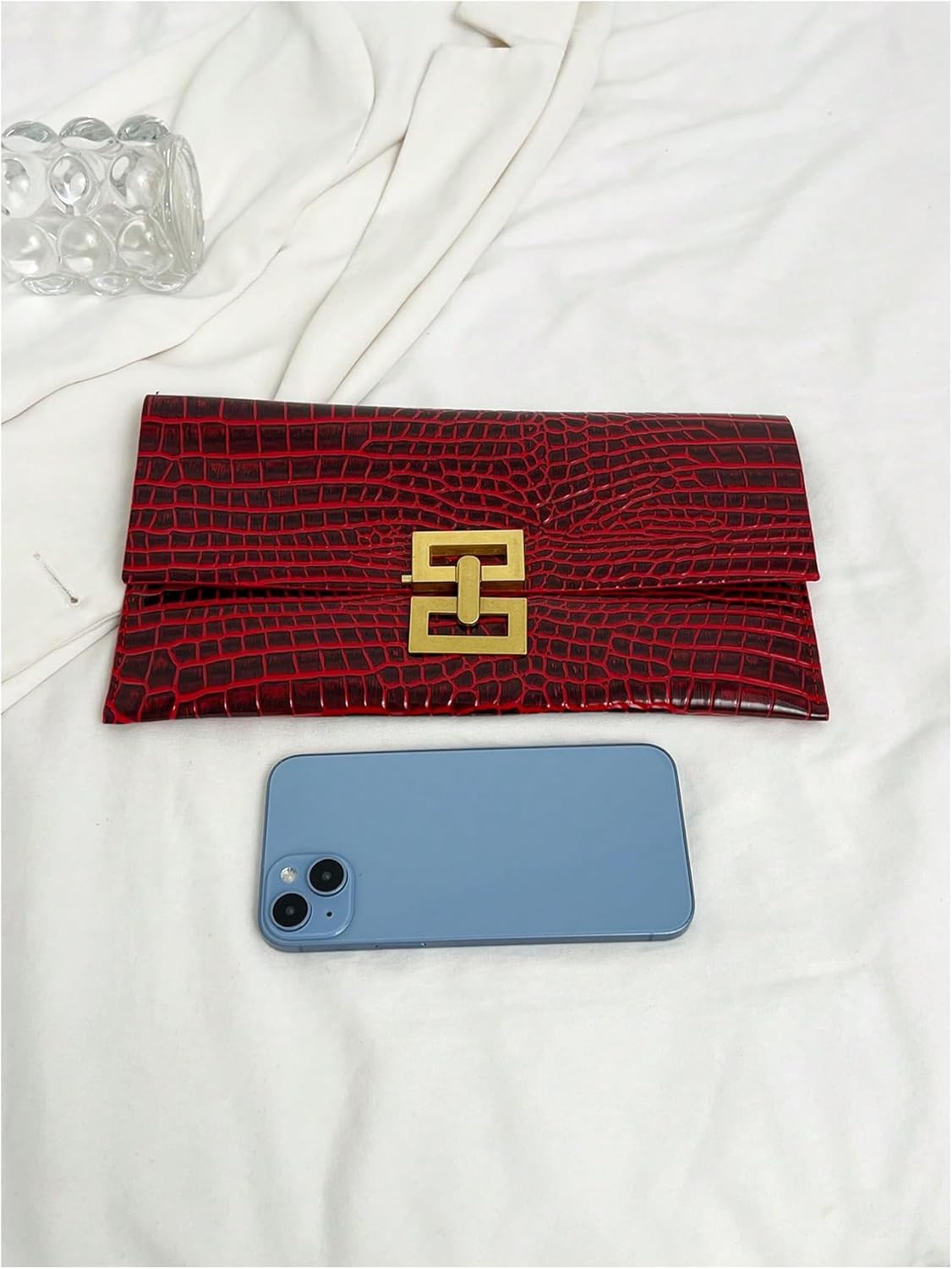 Verdusa Women's Clutch Evening Bags Trendy Envelope Handbags Metallic Purses Formal Wedding - Image 3